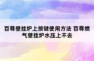 百尊壁挂炉上按键使用方法 百尊燃气壁挂炉水压上不去